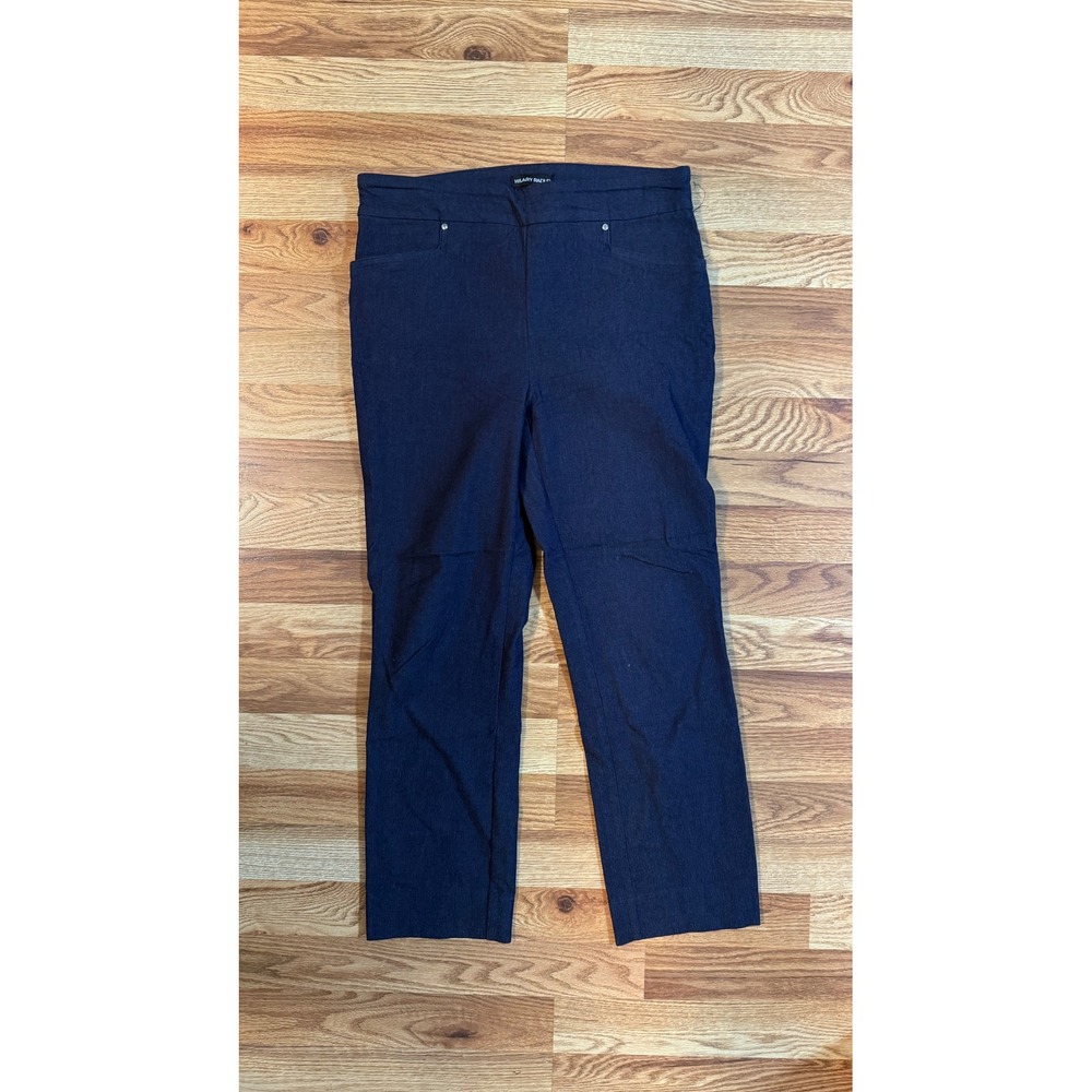 Hilary Radley Womens Navy Blue Pull On Stretch Straight Leg Pants Size Medium